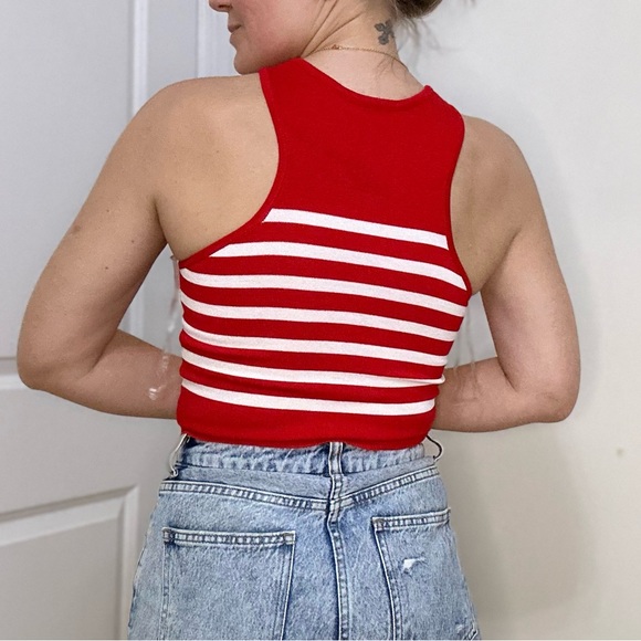 Racer Stripe Crop Knit Top - Picture 6 of 7